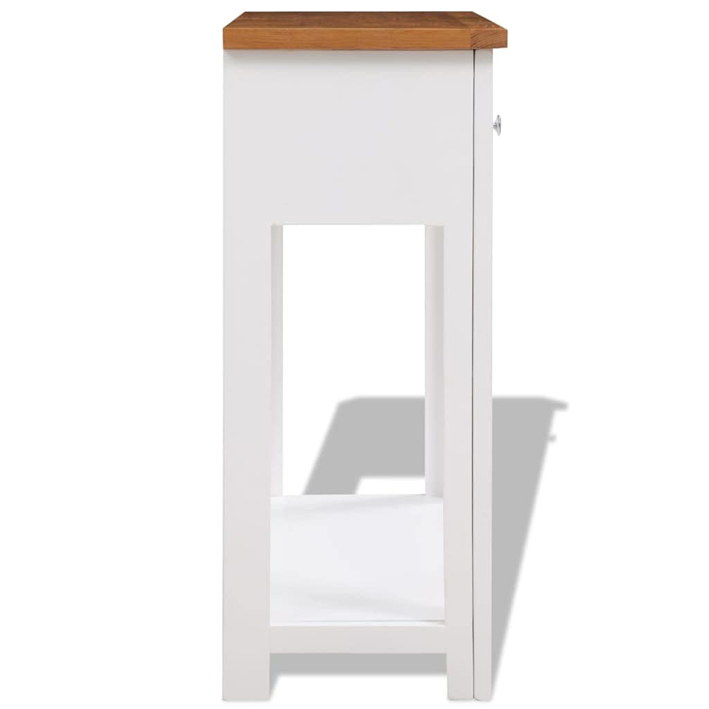 Solid Oak and Acacia Wood Console Table with Shelf and Two Drawers M9771