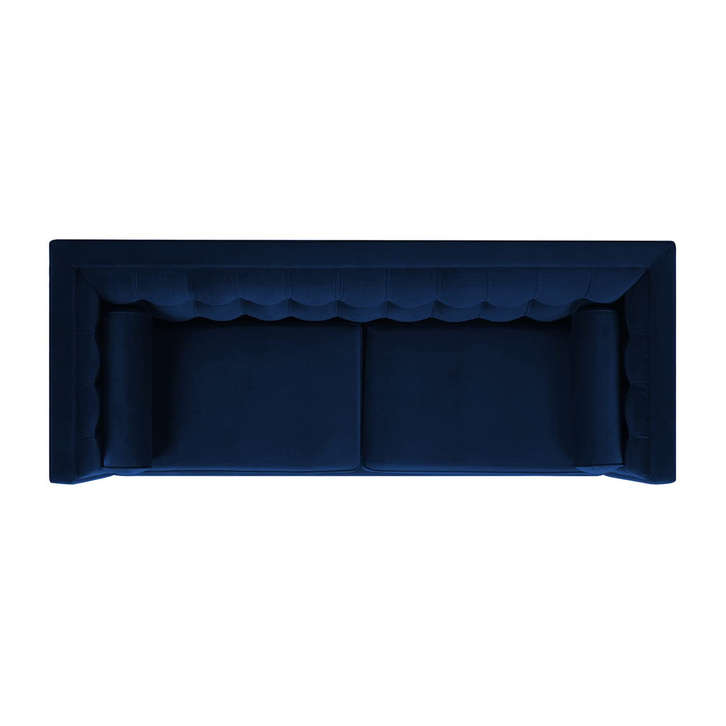 Navy Blue Velvet Tufted Sofa L82128