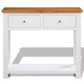 Solid Oak and Acacia Wood Console Table with Shelf and Two Drawers M9771