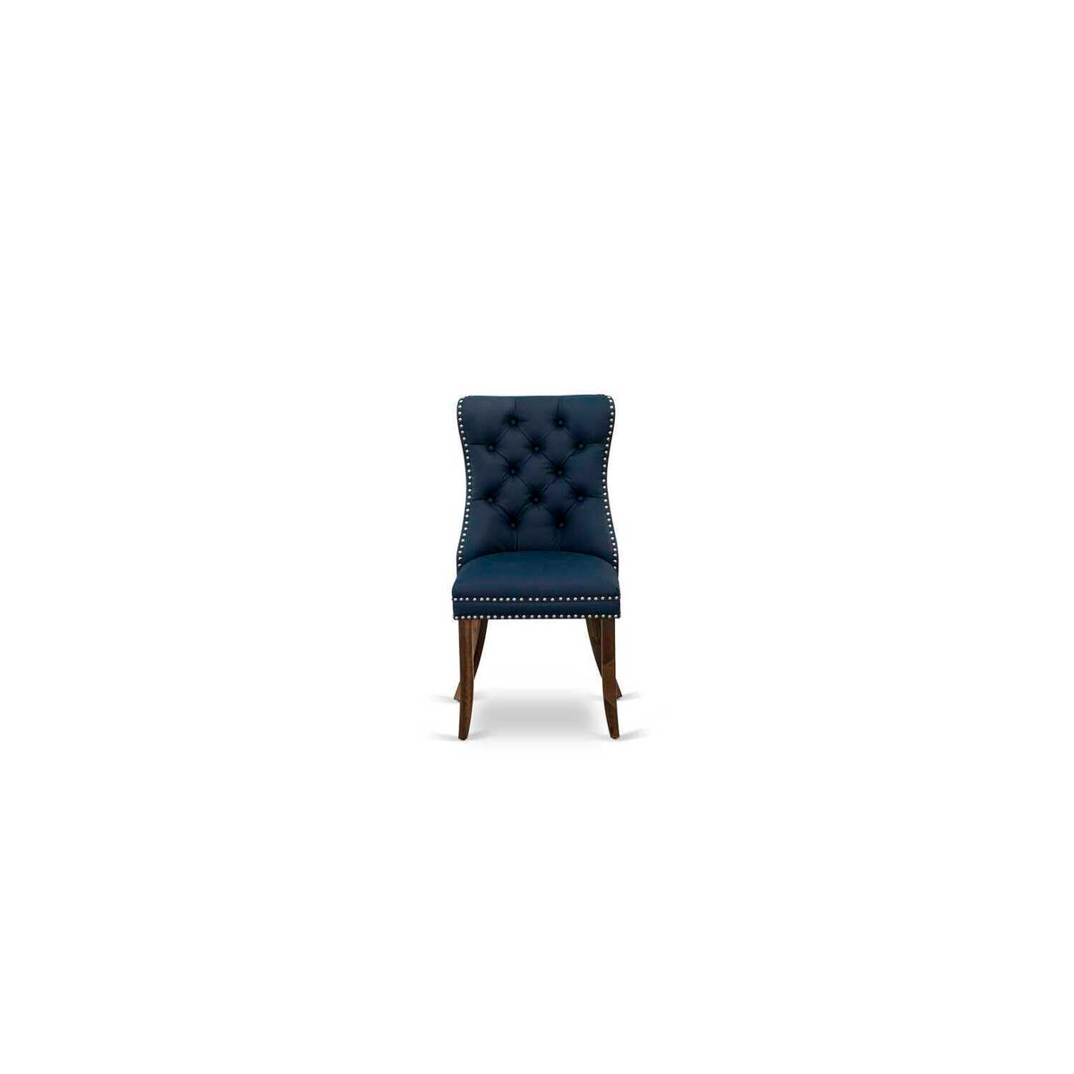 9 Pieces Dining Table Set with 8 Navy Blue Faux Leather Chairs Y582