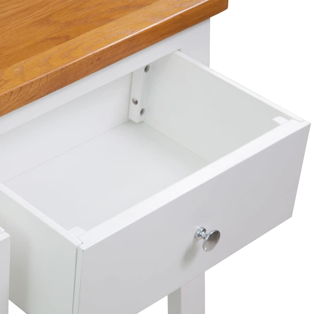Solid Oak and Acacia Wood Console Table with Shelf and Two Drawers M9771