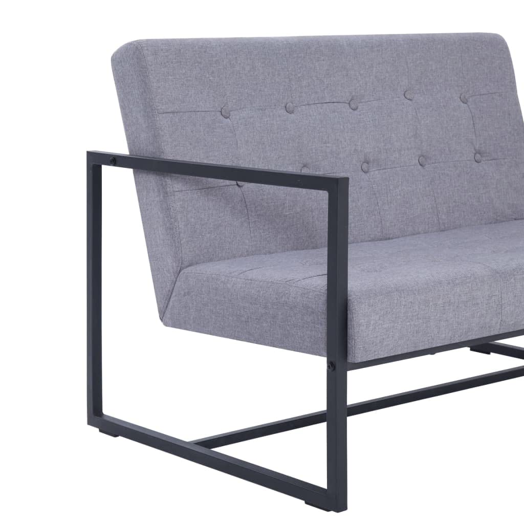 Light Gray 2-Seater Upholstered Fabric Sofa with Armrests T707883