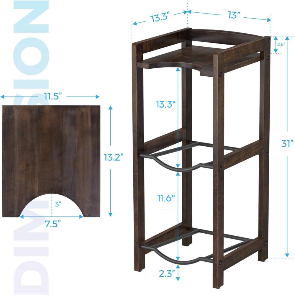 5 Gallon Water Jug Holder with Top Shelves, 3-Tiers Solid Wood Water Dispenser Stand G6844