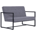 Light Gray 2-Seater Upholstered Fabric Sofa with Armrests T707883