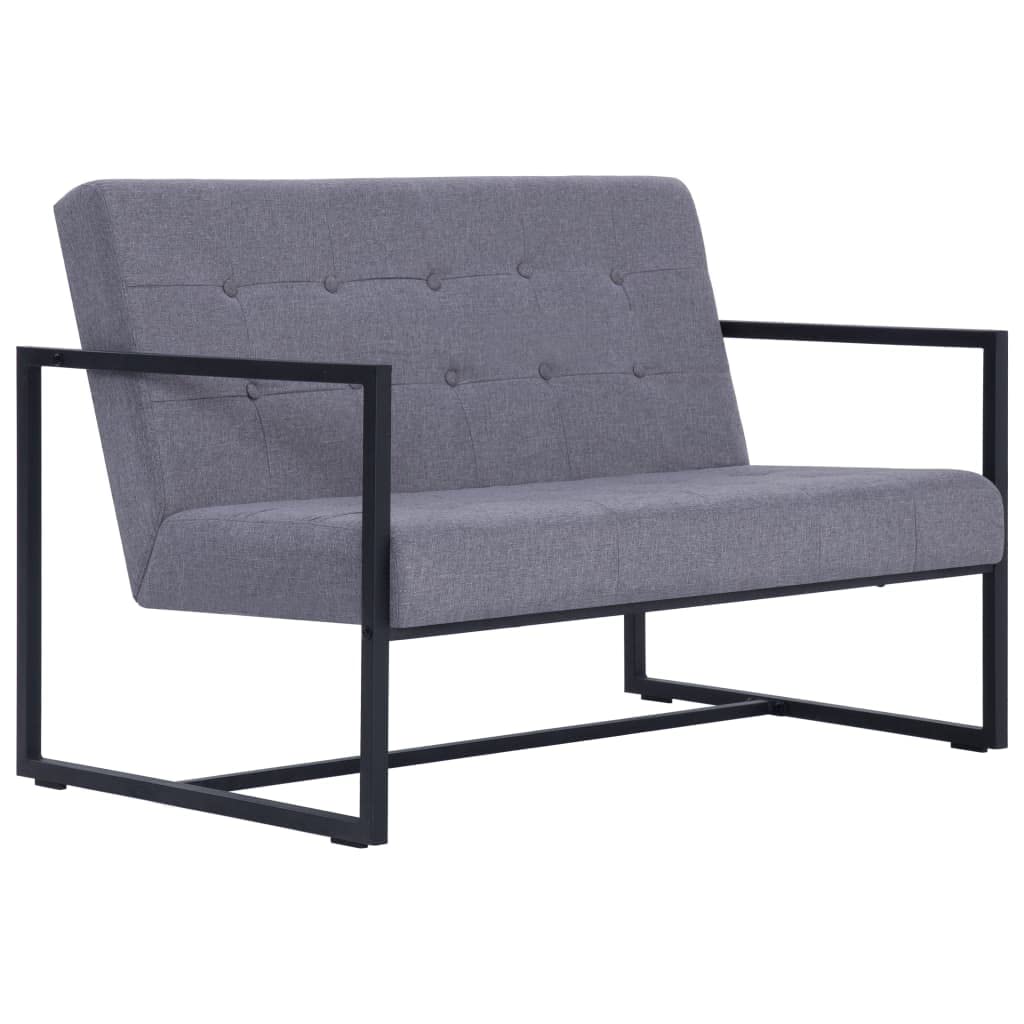 Light Gray 2-Seater Upholstered Fabric Sofa with Armrests T707883