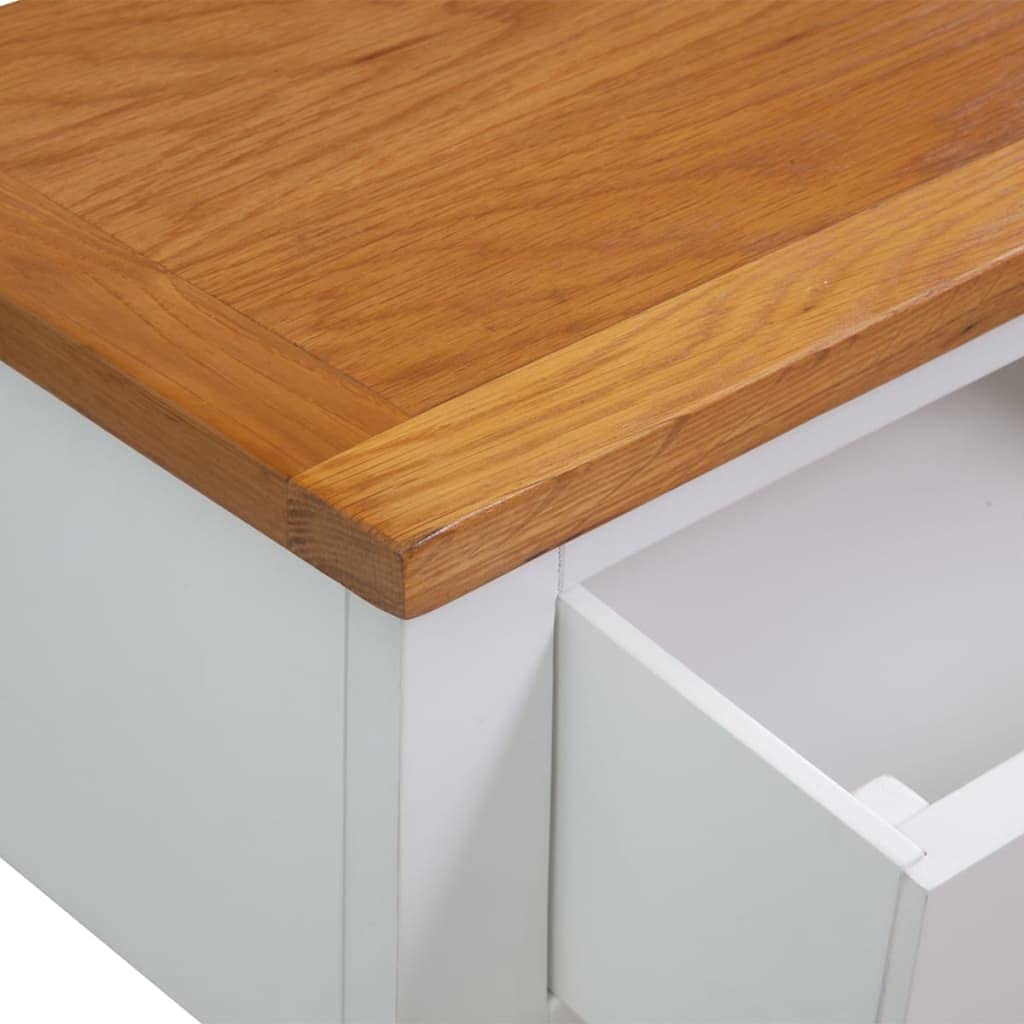 Solid Oak and Acacia Wood Console Table with Shelf and Two Drawers M9771