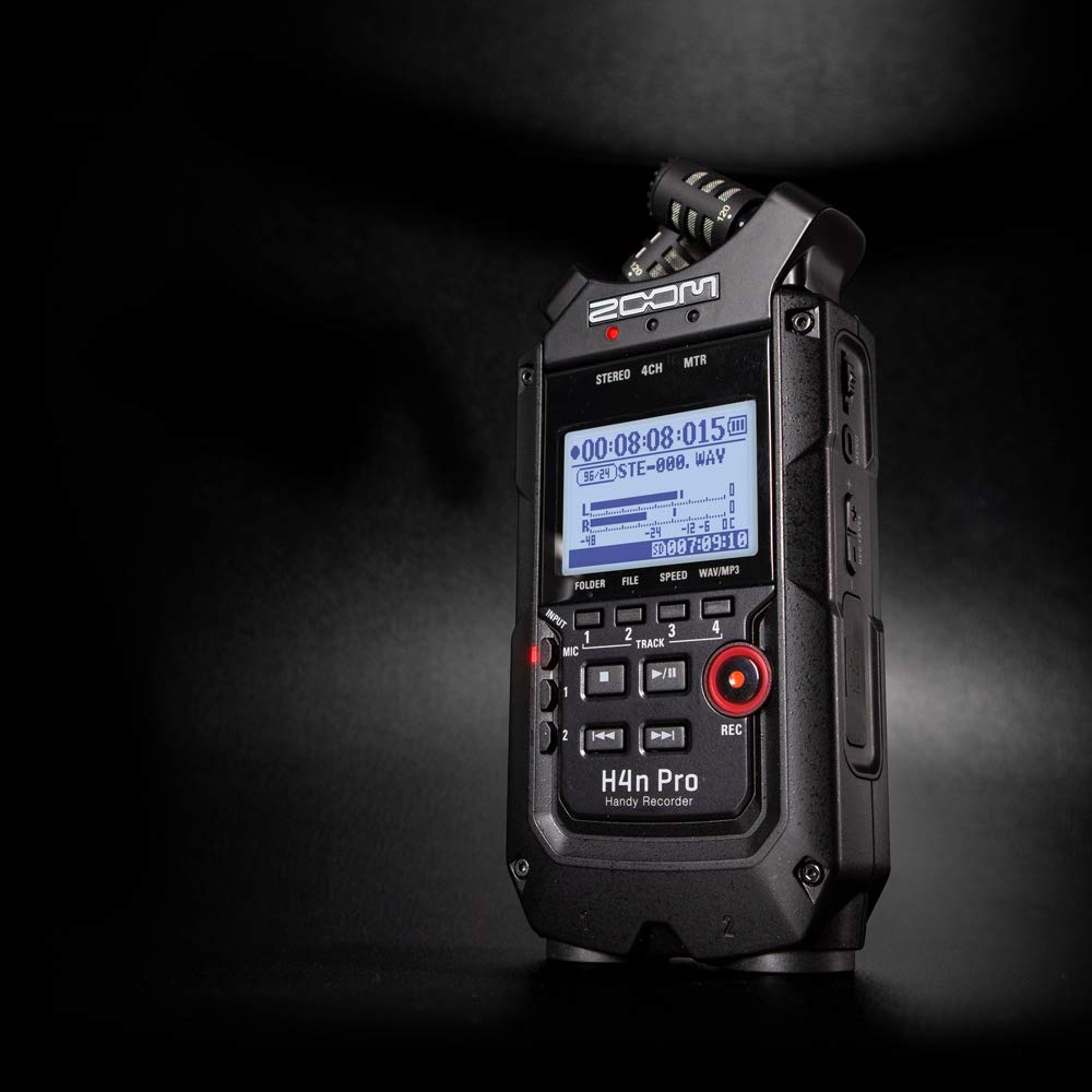 4-Track Portable Recorder, All Black, Stereo Microphones, 2 XLR/ ¼“ Combo Inputs, Battery Powered S835