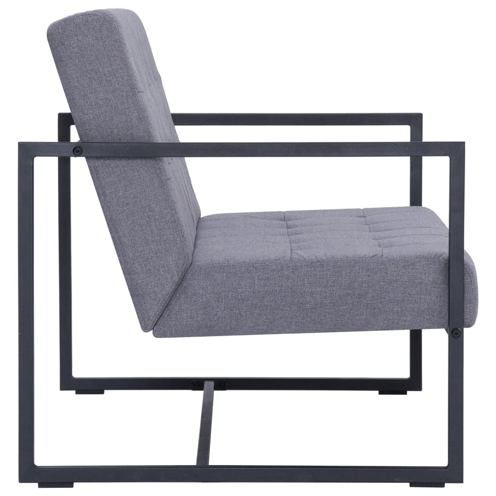 Light Gray 2-Seater Upholstered Fabric Sofa with Armrests T707883