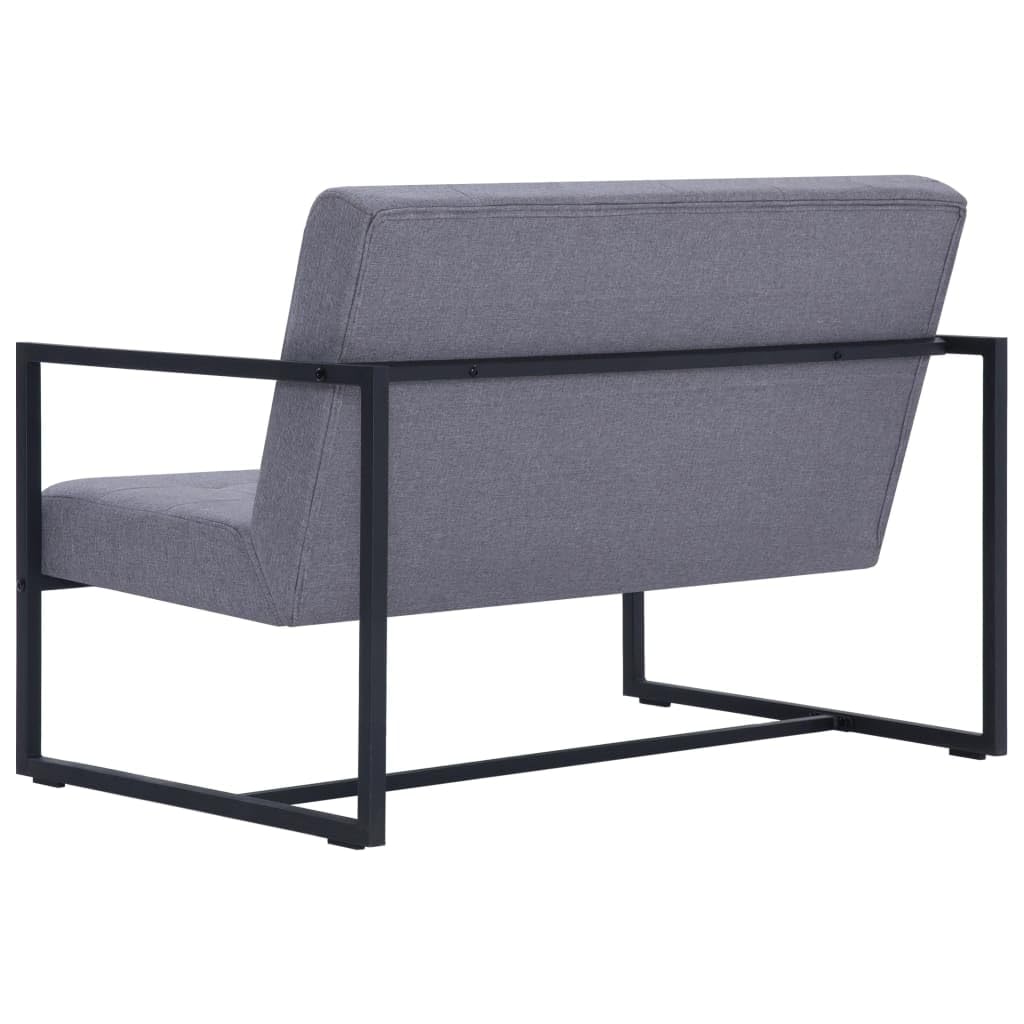 Light Gray 2-Seater Upholstered Fabric Sofa with Armrests T707883