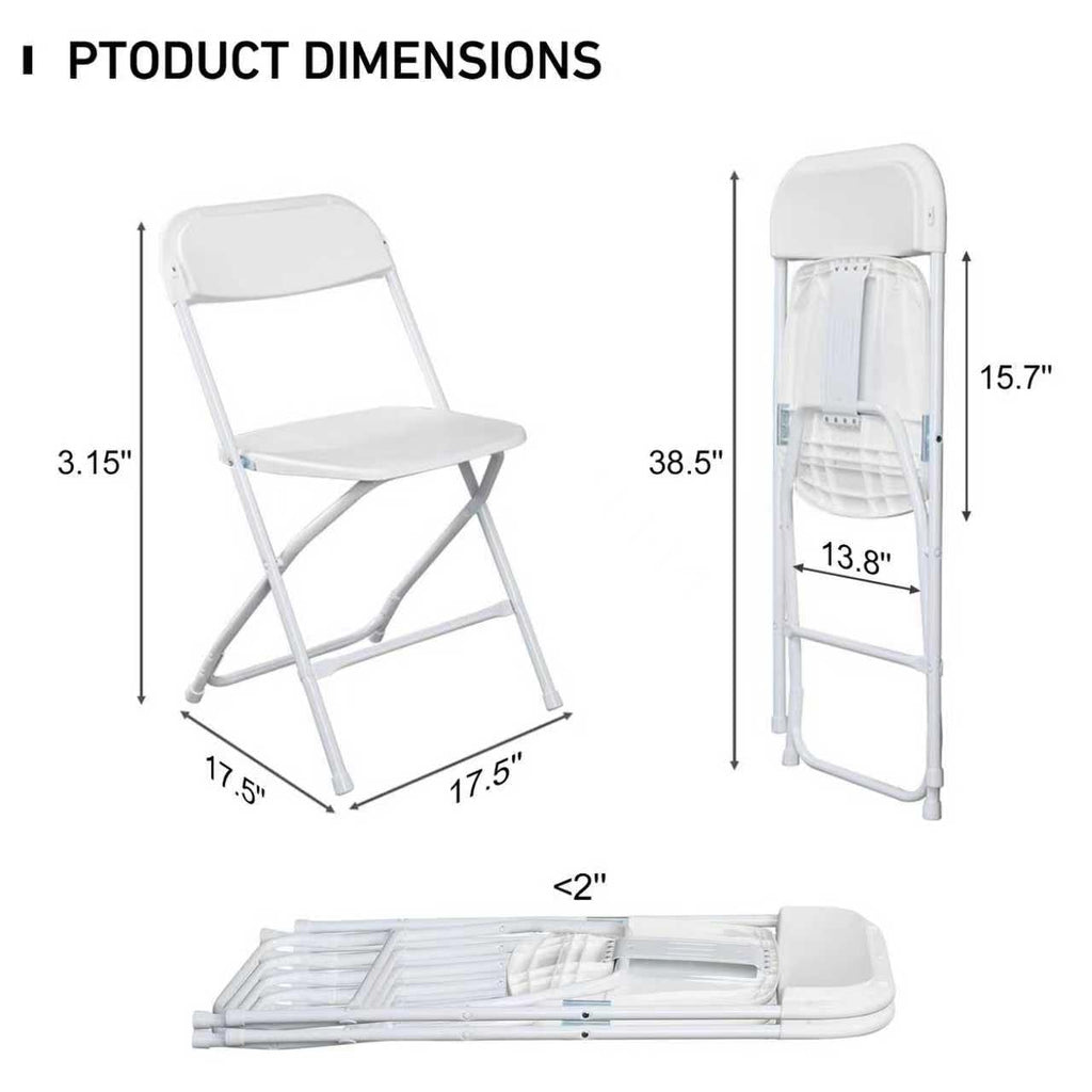 10 Pack White Folding Chairs 350LBS Capacity Steel M206