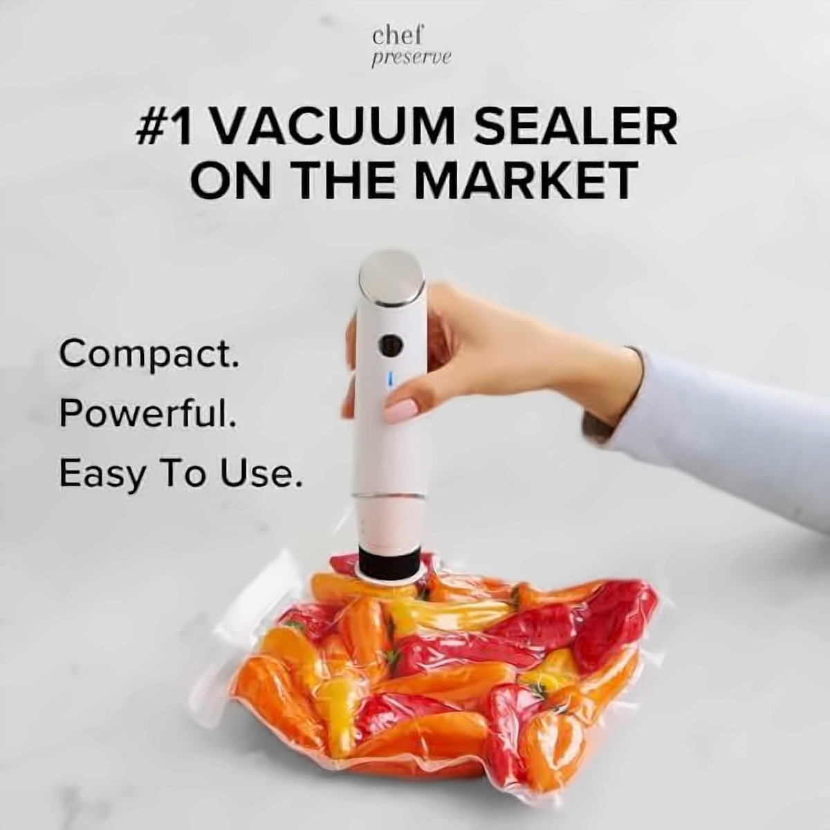 Compact Vacuum Sealer with 30 Reusable Vacuum Bags N203757