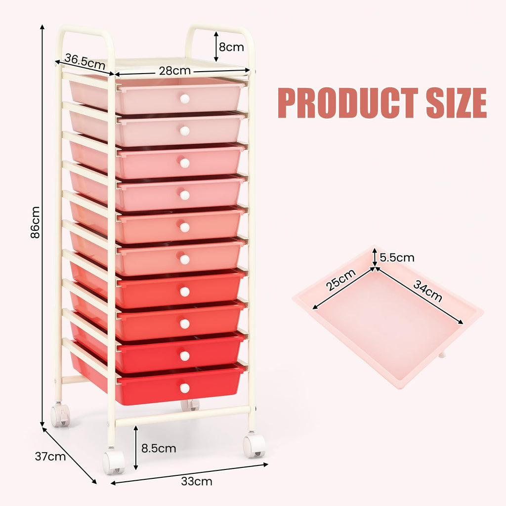 10 Drawer Rolling Storage Cart C2537