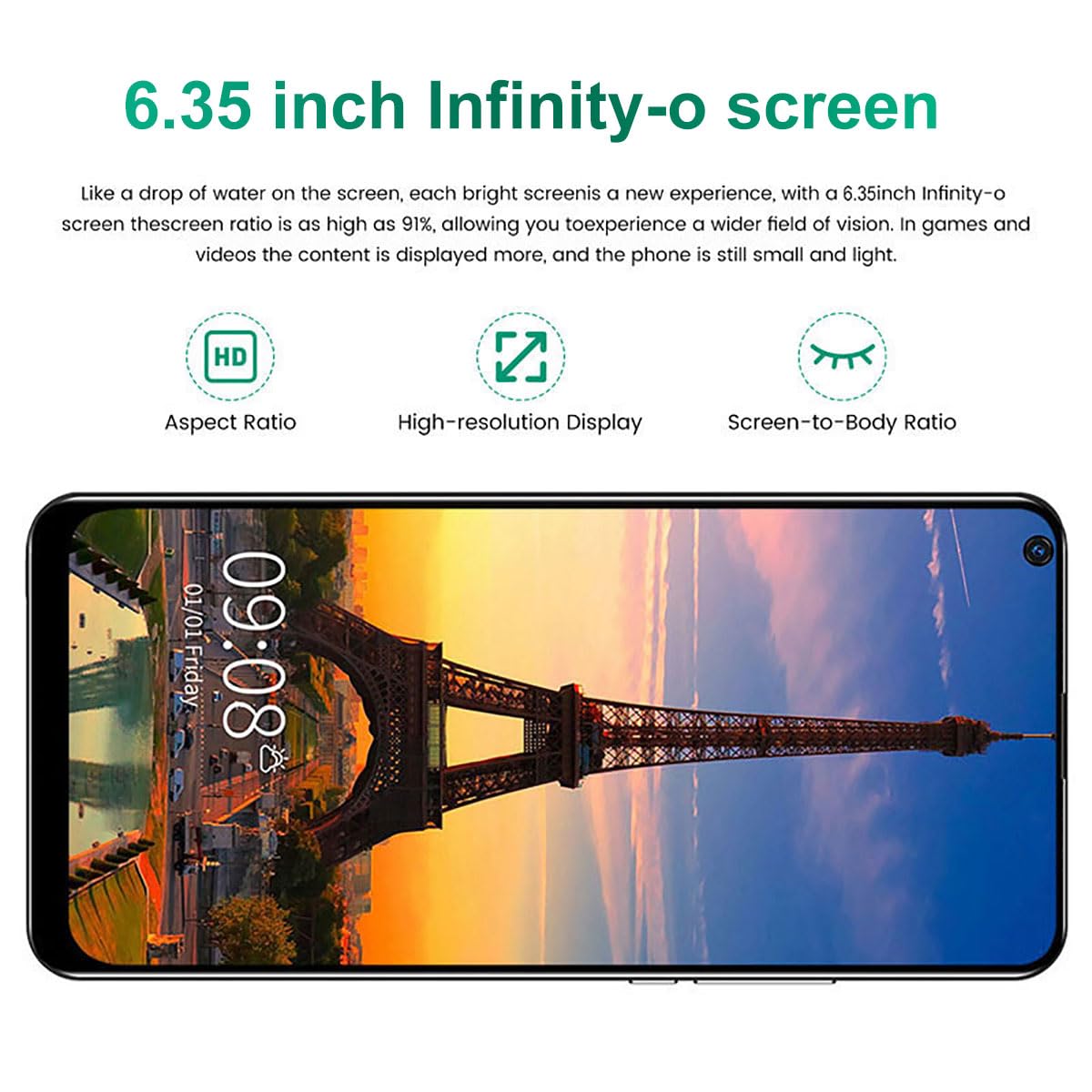 2G+32G Unlocked Android Smartphone with 6.35" HD Display A7739