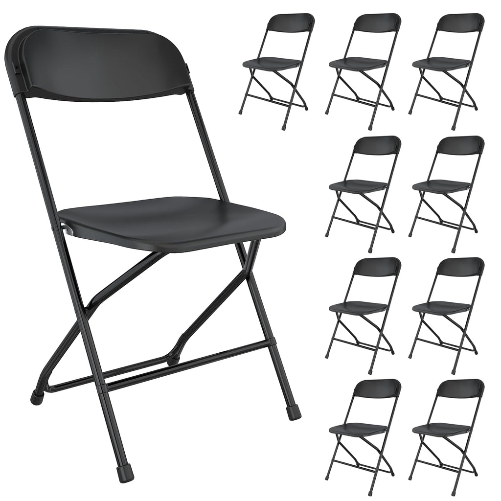 Black Plastic Folding Chairs, 10 Pack Y58794