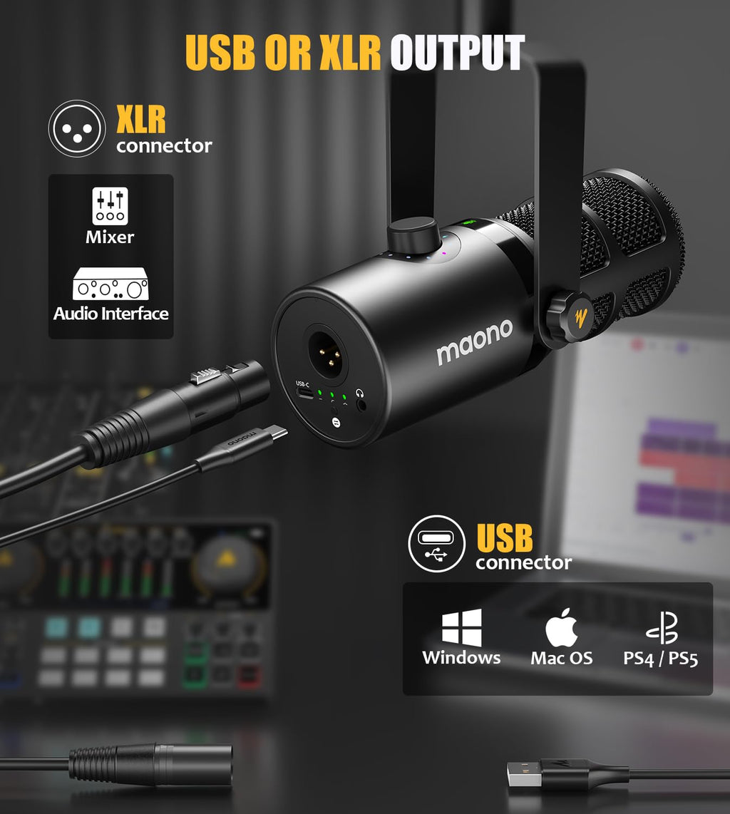 Dynamic Microphone, USB/XLR Podcast PC Mic H803483