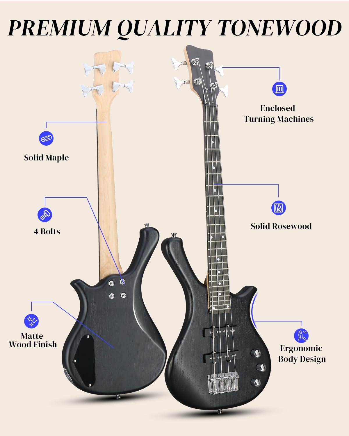 36 Inch 4 String Electric Bass Guitar J555341