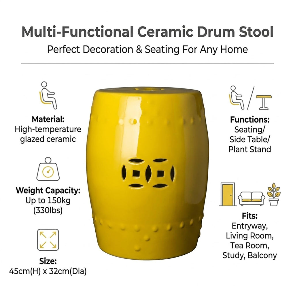 Teal Ceramic Garden Stool P694