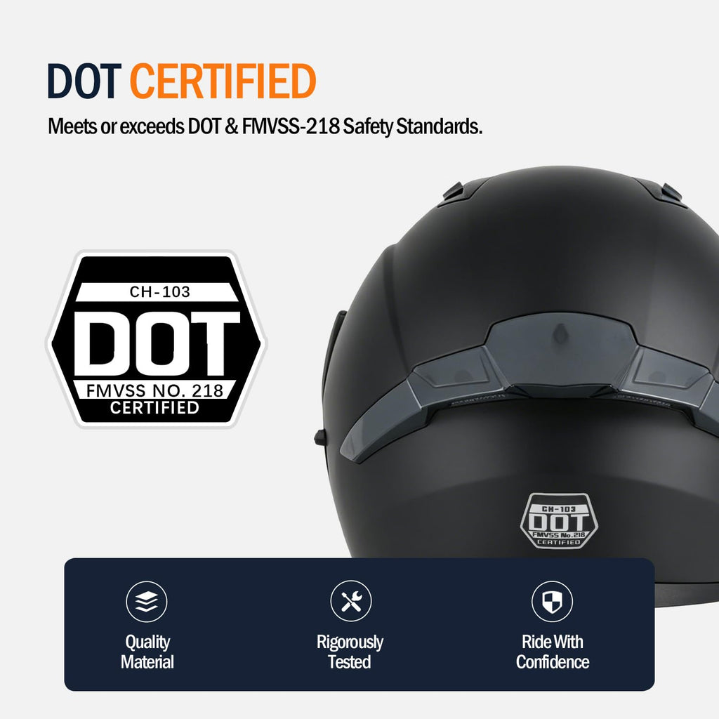 Full Face Flip Up Matte Black Motorcycle Helmet U556853