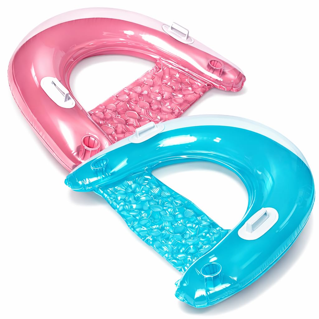 Inflatable Pool Chair Float 2 Pack with Drink & Phone Holder V106904