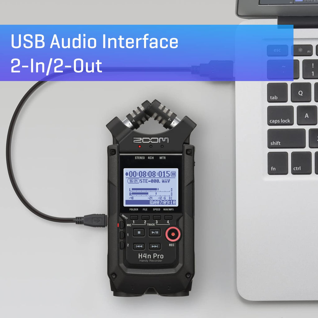4-Track Portable Recorder, All Black, Stereo Microphones, 2 XLR/ ¼“ Combo Inputs, Battery Powered S835