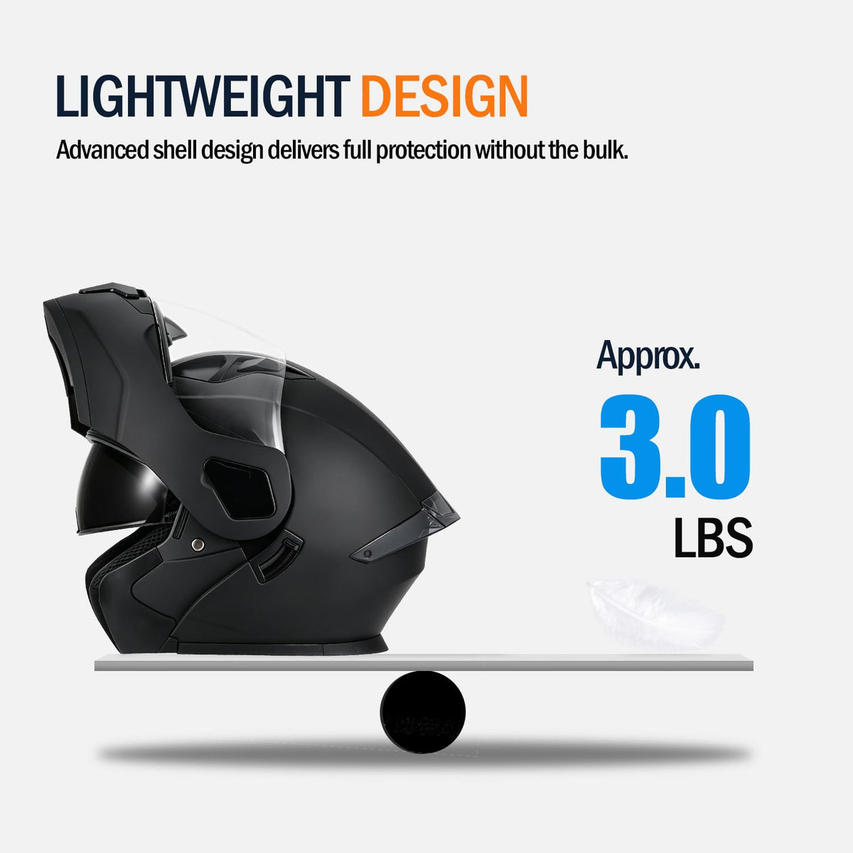 Full Face Flip Up Matte Black Motorcycle Helmet U556853