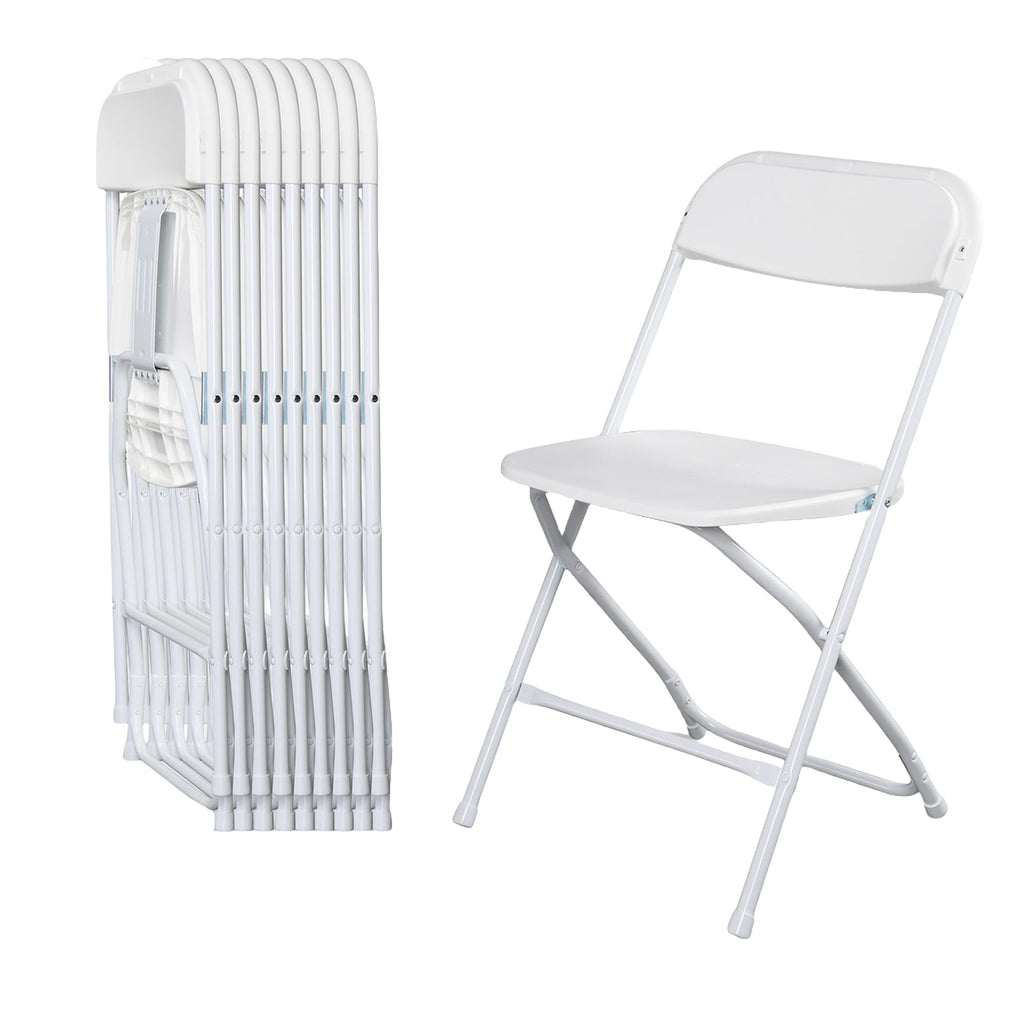 10 Pack White Folding Chairs 350LBS Capacity Steel M206