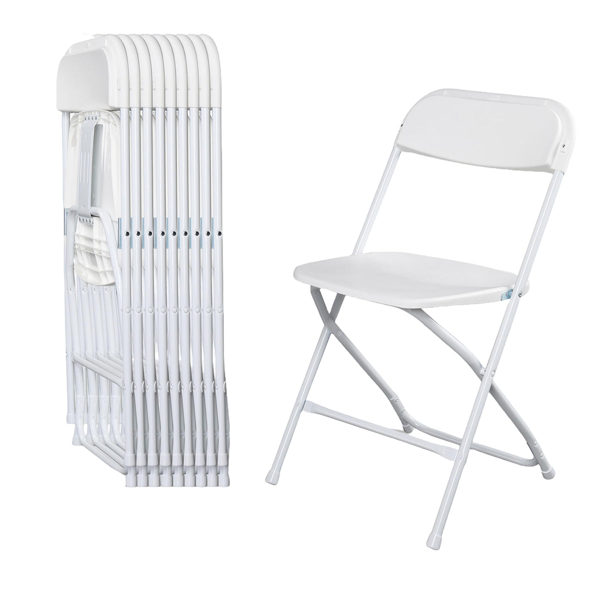 10 Pack White Folding Chairs 350LBS Capacity Steel M206