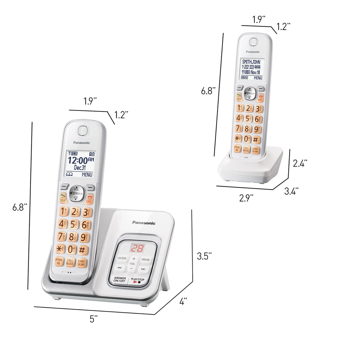 Expandable Cordless Phone with Answering Machine and Call Block, 2 Handsets L349618