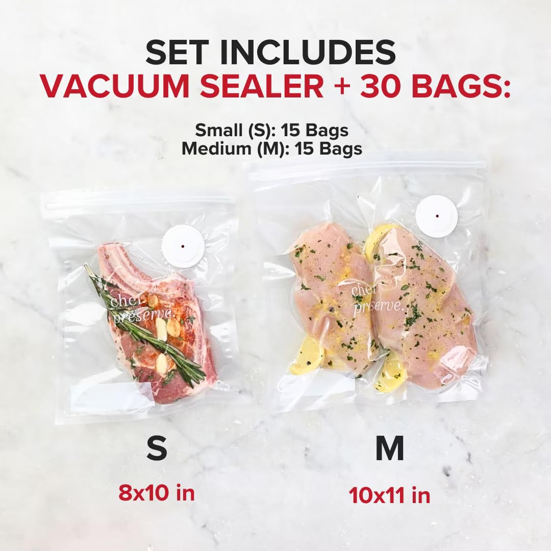 Compact Vacuum Sealer with 30 Reusable Vacuum Bags N203757