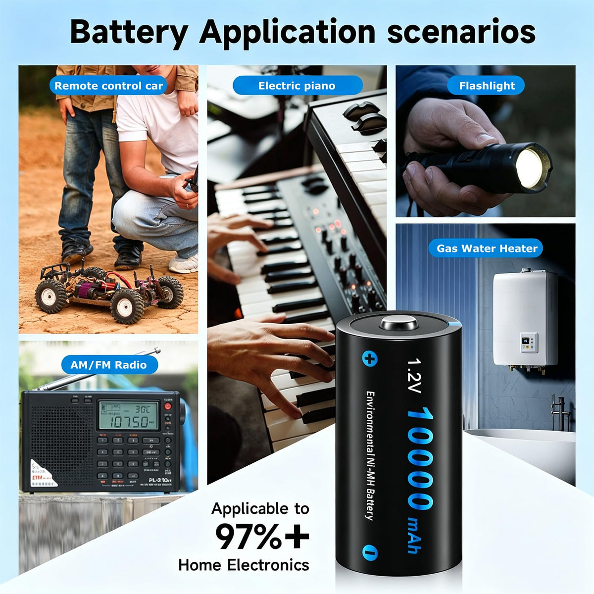4 Pack Rechargeable D Batteries 10000mAh K89073