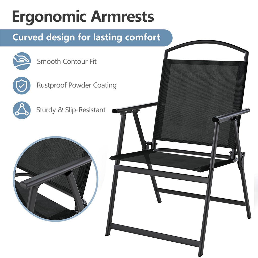 Folding Outdoor Chairs Set of 2 Black F757