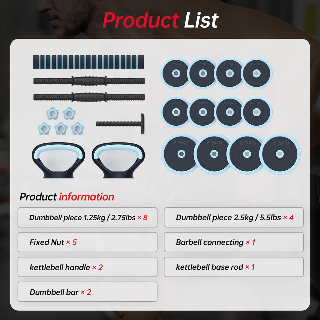 Adjustable 45lbs Dumbbell Set with Connector U902633