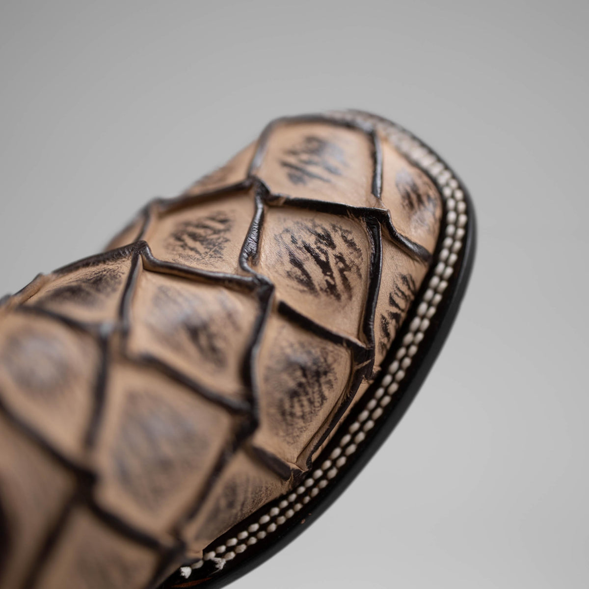 Leather Print Embroidered Square Toe Cowboy Boots D193459