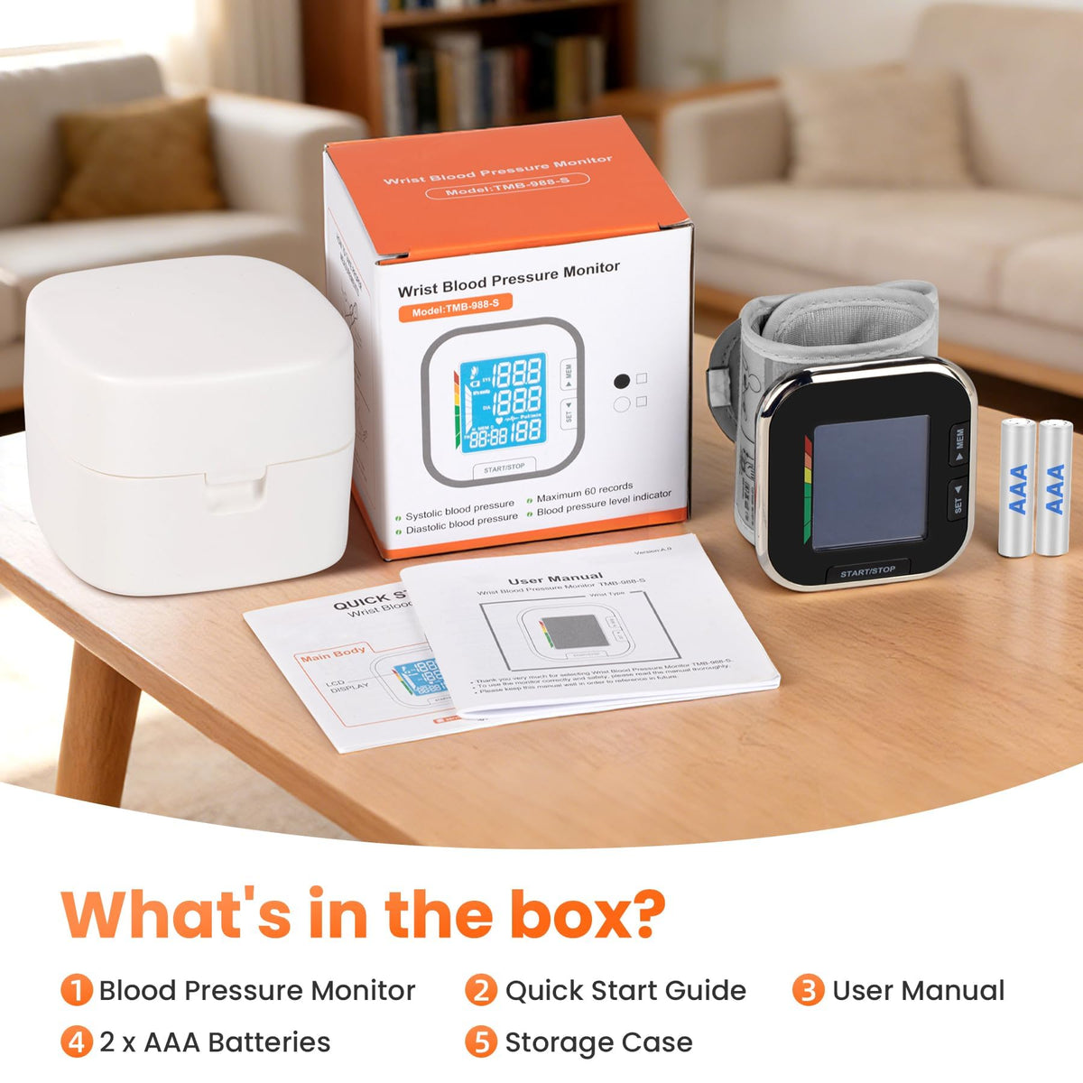 Wrist Blood Pressure Monitor with Backlit LCD B4407