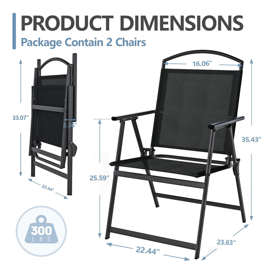 Folding Outdoor Chairs Set of 2 Black F757