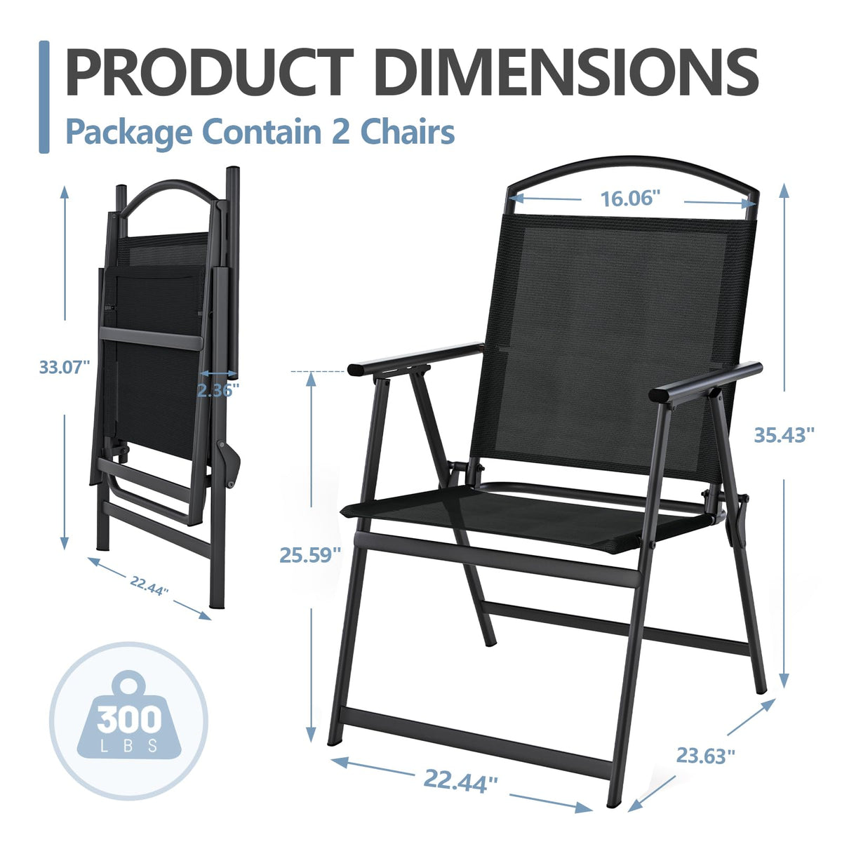 Folding Outdoor Chairs Set of 2 Black F757