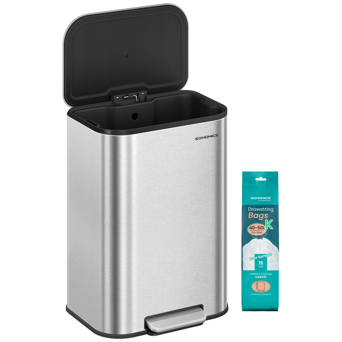 13 Gallon Stainless Steel Soft Close Trash Can L619