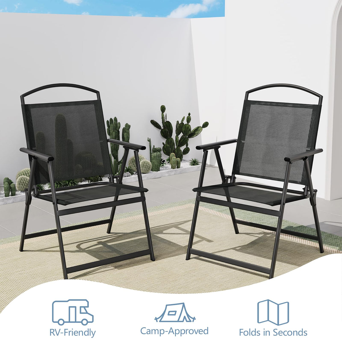 Folding Outdoor Chairs Set of 2 Black F757