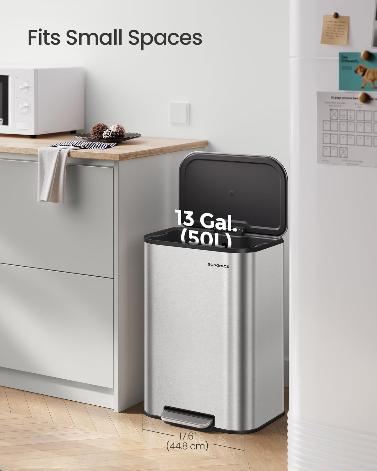 13 Gallon Stainless Steel Soft Close Trash Can L619