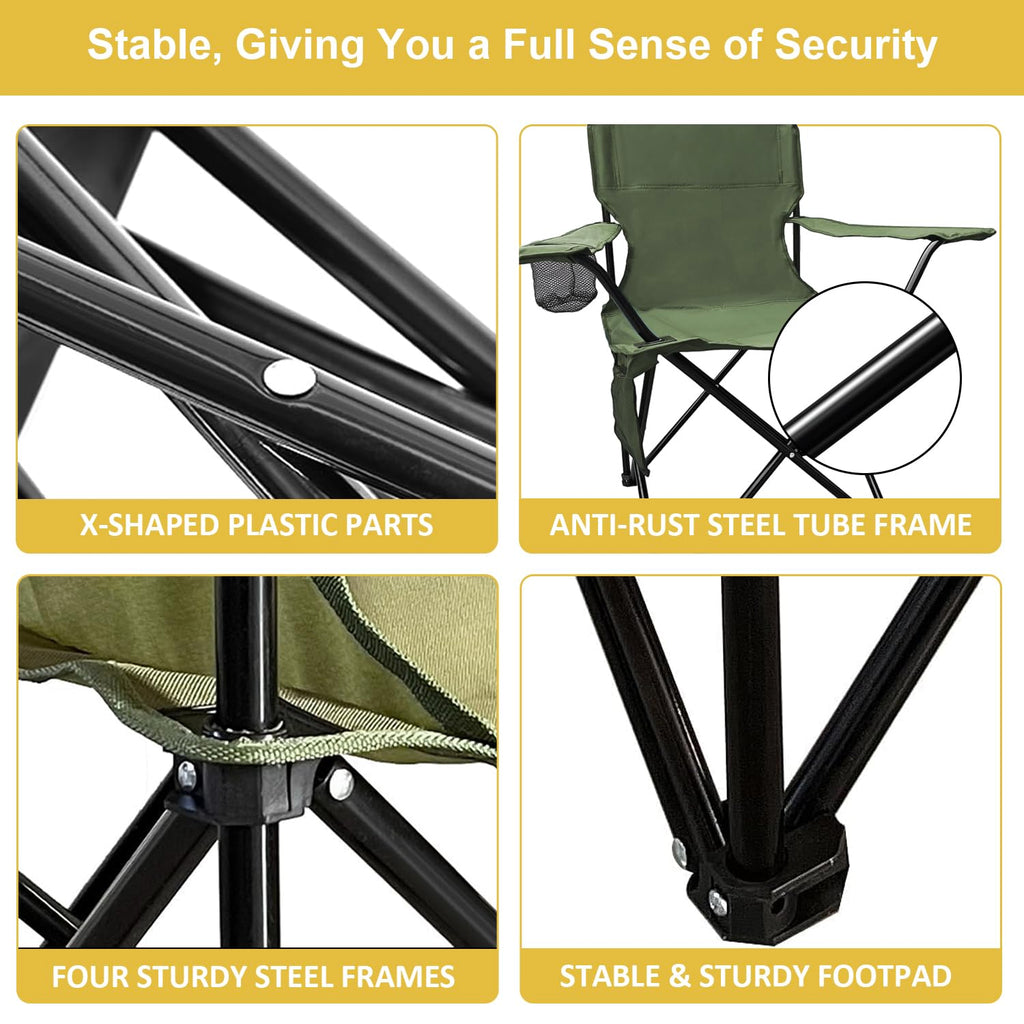 2 Pack Olive Green Portable Folding Camping Chair H5429