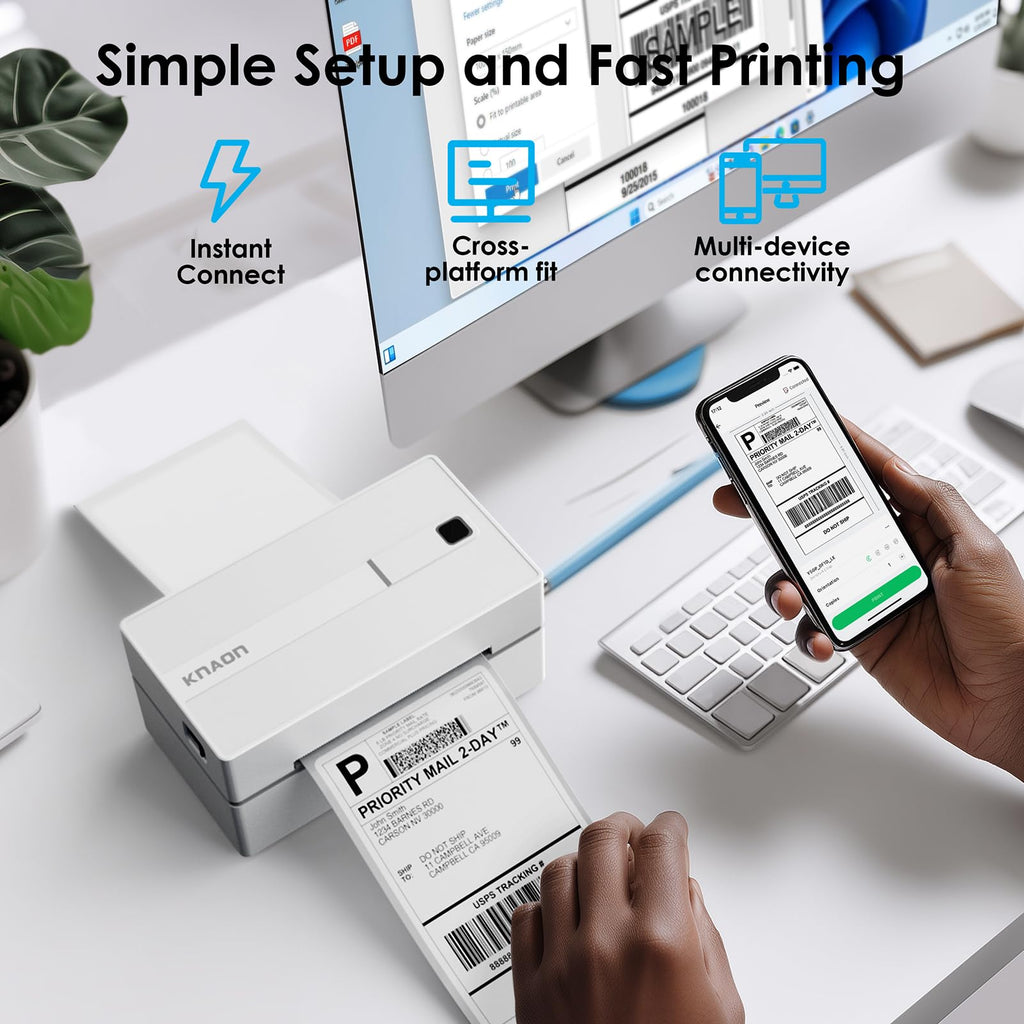 White 4x6 Portable Bluetooth Thermal Label Printer S13868