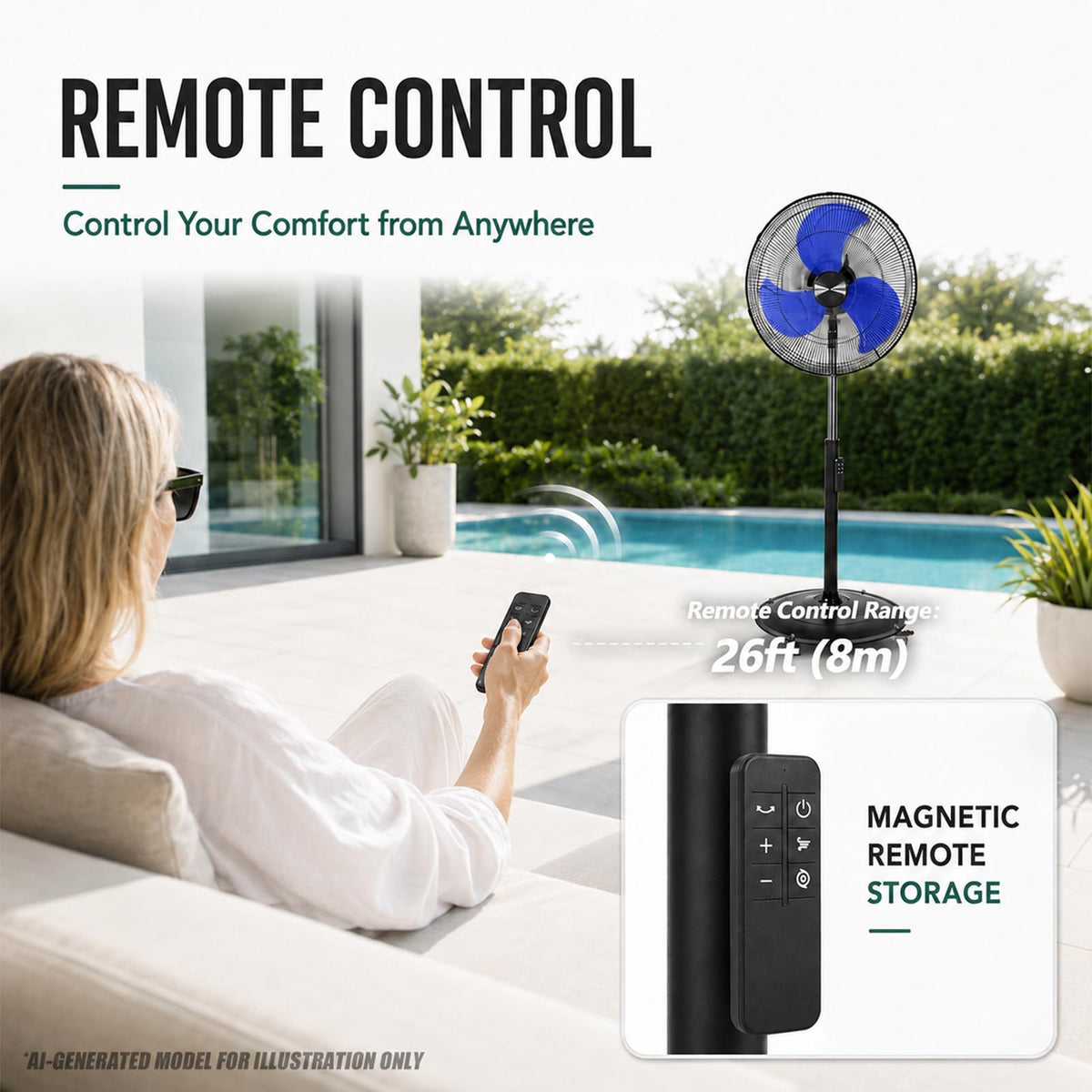 20 Inch Oscillating Pedestal Fan with Remote Control G270222