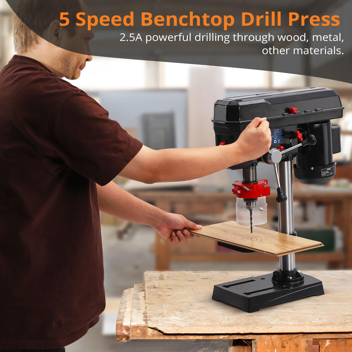 8 Inch 2.5A Benchtop Drill Press with 5 Speed Adjustable J78926