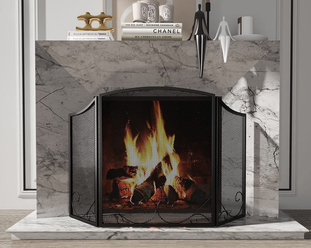 Black Wrought Iron Fireplace Screen D12390