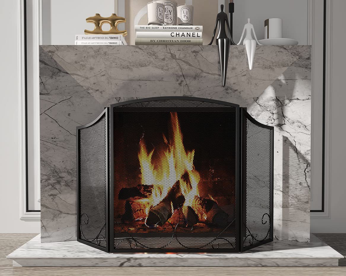 Black Wrought Iron Fireplace Screen D12390