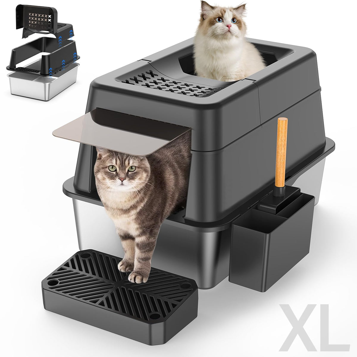 XL Stainless Steel Enclosed Cat Litter Box H151081