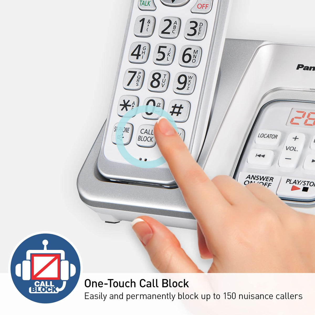 Expandable Cordless Phone with Answering Machine and Call Block, 2 Handsets L349618
