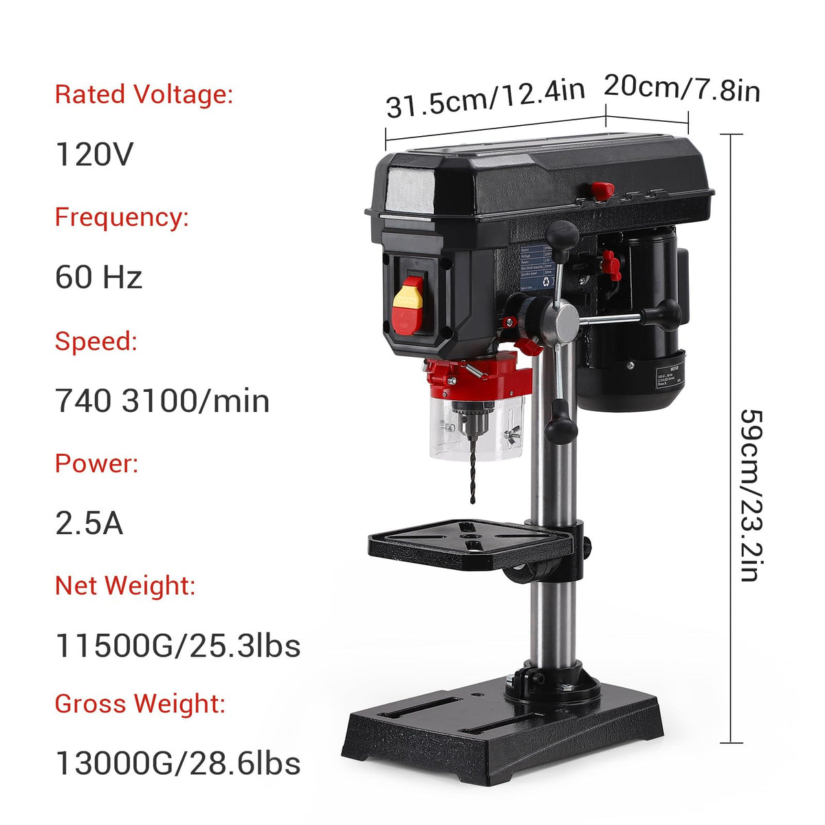 8 Inch 2.5A Benchtop Drill Press with 5 Speed Adjustable J78926