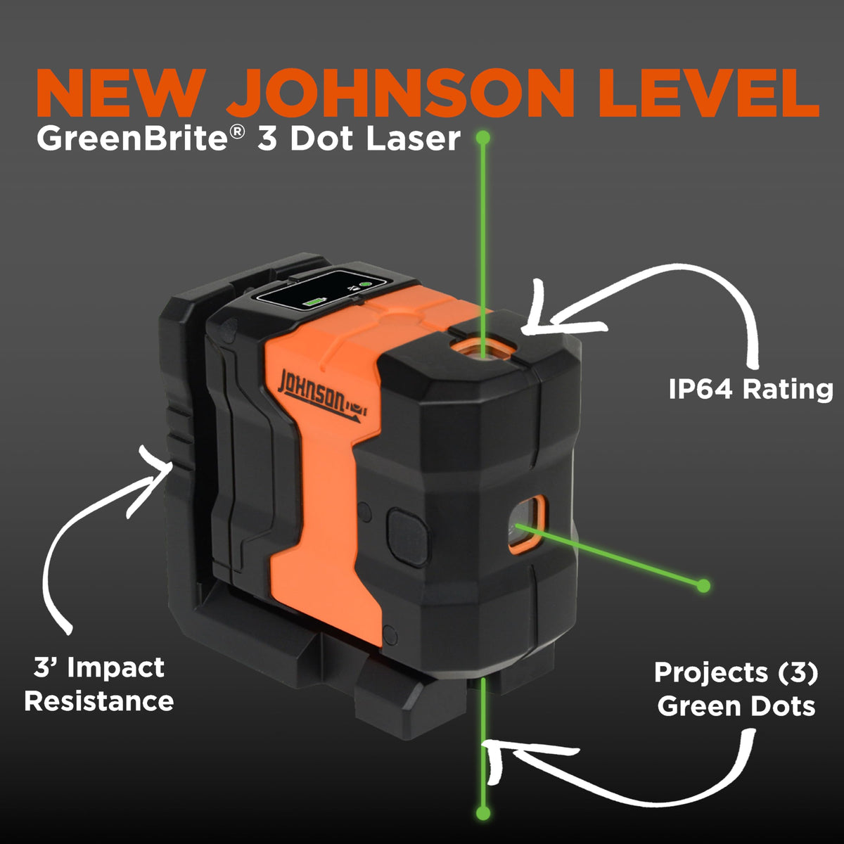 Self-Leveling 3 Dot Laser Level with Magnetic Base and Carry Case F76680