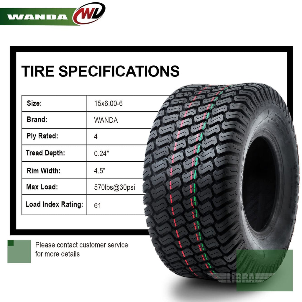 15x6-6 Lawn Mower Tractor Tires Set 2 V65828